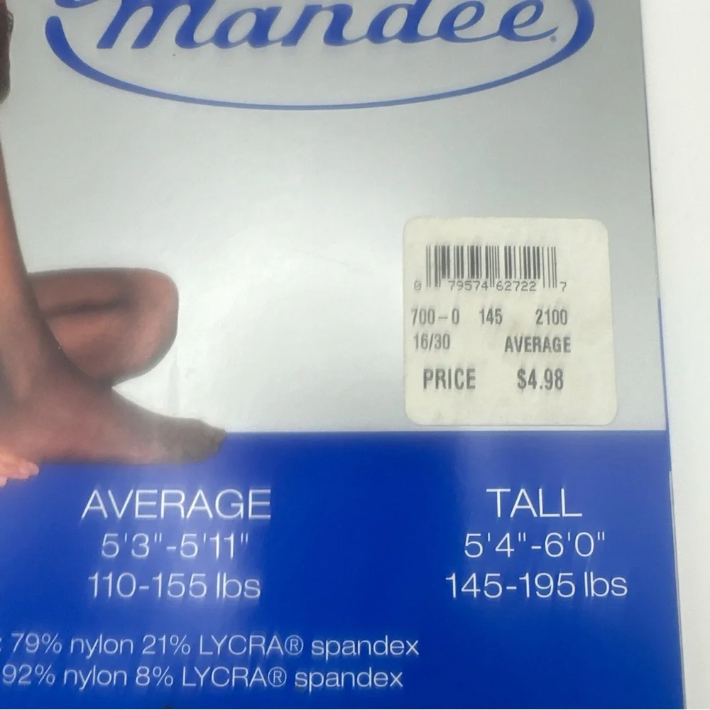 Mandee silky, sheer Lyra control top pantyhose, average black